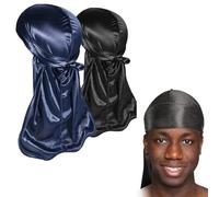 Comioke Silky Durag, Silk Du Rags für Männer und Frauen, 2 Stück Silky Durag für Männer, Premium Satin Do Rags Do Rags mit langem Schwanz für 360 Waves, Perfekt für Waves