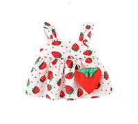 COMIOR Baby Mädchen Kleider Prinzessin Kleid + Obst Erdbeere Shaped Kleinen Umhängetasche Ärmellose Sommer Kleid Strandkleid Sommerkleid Freizeitkleid Sommerkleider Rosa Rot Gelb