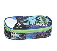 Comix Flash - Federmäppchen für die Schule, ovales Federmäppchen für Kinder und Jugendliche, ideal für die Aufbewahrung von Schreibwaren, mit praktischem Reißverschluss, innen mit elastischen