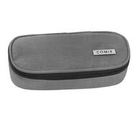 Comix - Ovales Federmäppchen für Kinder und Jugendliche, ideal für die Aufbewahrung von Schreibwaren, mit Trennwand innen mit elastischen Schlaufen und praktischem Reißverschluss, 22 x 5 x 7 cm, Grau,