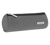 Comix - Rundes Federmäppchen für die Schule, Grau mit Reißverschluss aus Metall - Kleines Federmäppchen für Kinder, ideal für die Schule, Jungen und Kinder, 20 x 8 x 8 cm, grau, Taglia Unica,