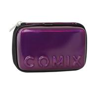 Comix - Schul-Federmäppchen, Maxi-Reißverschluss für Kinder und Jungen, mit Schreibwarenset, Hartschale mit Maxi-Logo in Relief und Reißverschluss aus Metall, 21 x 14,5 x 6,5 cm, Violett, violett,
