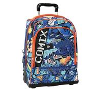 Comix Ultra Bright Schulrucksack Trolley, mit LED-Schriftfeld, große Fächer, austauschbare Räder, verstellbarer Griff, gepolsterte Schultergurte, vorgeformter Boden, 34 x 52 x H 22 cm, blau, 36x23x47,