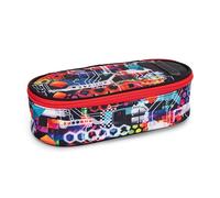 Comix Wave Federmäppchen, oval, für Kinder und Jugendliche, ideal für die Aufbewahrung von Schreibwaren, mit praktischem Reißverschluss, innen mit elastischen Schlaufen an den Seiten, 22 x 5 x 9,5 cm