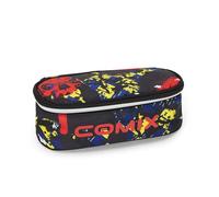 Comix WBS - Ovales Federmäppchen für Kinder und Jugendliche, ideal für die Aufbewahrung von Schreibwaren, mit Trennwand, elastischen Schlaufen und praktischem Reißverschluss, 22 x 5,5 x 7 cm,