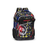 COMIX WBS Rucksack für Mittelschule, Grundschule und Oberschule, 2 Hauptfächer, 2 Fronttaschen, thermogeformte Rückenlehne, gepolsterte und verstellbare Schultergurte, gepolsterter Tragegriff, Schwarz