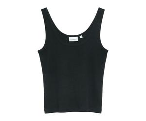 comma - Basic-Top mit U-Ausschnitt und Rippstruktur schwarz - Gr. - 34