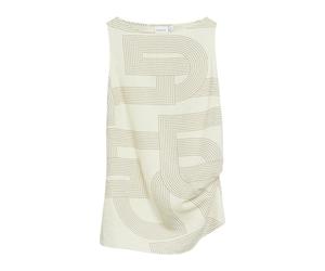 comma - Bedrucktes Leinen-Lyocell-Top mit Drapierungsdetail beige - Gr. - 36