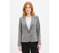 Jackenblazer COMMA, Damen, Gr. 38, grau (mid grau), Web, Obermaterial: 53% Viskose, 45% Polyester, 2% Elasthan, meliert, casual, tailliert hüftbedeckend, tiefer V-Ausschnitt, Langarm, Blazer, meliert,