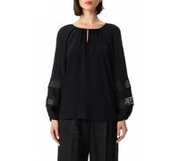 comma Regular Fit Bluse aus Viskose mit Spitze in Black, Größe 36