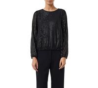 Comma Bluse mit Pailletten und Elastikbündchen Damen Schwarz Größe 38