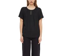 comma Blusenshirt mit Schmetterlingsärmeln und Schlüsselloch-Ausschnitt in Metallic Black, Größe 42