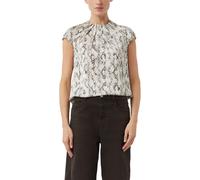 Comma Satinbluse mit Raffung und All-over-Print Grau Größe 38