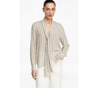Gestreifte Viskose-Bluse mit Schleifenkragen 44 creme|braun 2179599.04G8.44