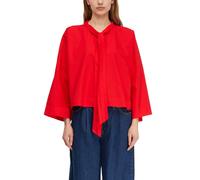 Comma Bluse Baumwollbluse mit Schluppenkragen, verstellbarem Ärmelsaum Damen Rot Größe 42