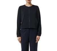 Boleroblazer COMMA, Damen, Gr. 46, schwarz (navy), Web, Obermaterial: 97% Polyester, 3% Elasthan. Futter: 100% Polyester, unifarben, bequem hüftlang, Rundhals, Blazer, kurz, mit Reißverschluss (948016