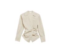 Comma Bluse Wickelbluse aus Baumwollpopeline Beige Größe 40
