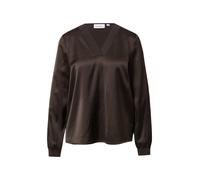 Satinbluse mit V-Ausschnitt und feinen Rippdetails 42 braun 2177528.8940.42