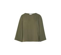 Comma Bluse Relaxed Fit – fließend mit Rundhalsausschnitt und weiten Ärmeln – Olive Größe 34