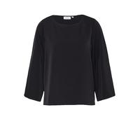 Comma Bluse Fließende 3/4-Arm, weite Ärmel, Rundhals, Damen Gr. 46, Schwarz, 100% Baumwolle