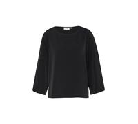 Comma Bluse – Fließende Shirtbluse mit 3/4-Ärmeln, Rundhals, 100% Baumwolle – Grau Größe 34