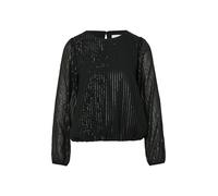 Comma Bluse mit Pailletten und Elastikbündchen Schwarz Größe 34