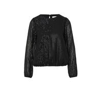 Comma Bluse mit Pailletten und Elastikbündchen Damen Schwarz Größe 38