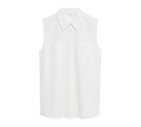 Comma Damen Bluse aus Leinenmix - Relaxed Fit, verlängert, ärmellos, Brusttaschen