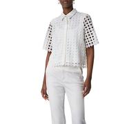 comma - Kurzärmelige Bluse aus Spitze mit blickdichtem Futter weiß - Gr. - 40