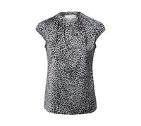 Satinbluse COMMA, Damen, Gr. 46, grau (grau, schwarz), Satin, Obermaterial: 95% Polyester, 5% Elasthan, bedruckt, casual, regular fit taillenbedeckt, Rundhals, Kurzarm, Blusen, mit All-Over Print (642