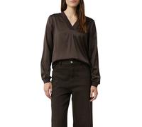 Comma Satinbluse mit V-Ausschnitt und feinen Rippdetails