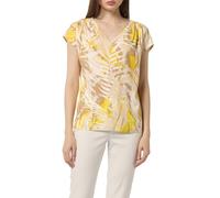 Kurzarmbluse COMMA Gr. 38, gelb (yellow, ecru) Damen Blusen Blusentops mit All-Over Print (70664942-38)