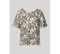 comma Blusenshirt mit Paillettenbesatz und Rundhalsausschnitt in Offwhite, Größe 44