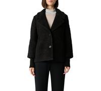 comma - Boucléjacke mit Rippbündchen schwarz - Gr. - 42