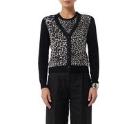 comma Cardigan im Fabricmix mit Leo-Print schwarz 36