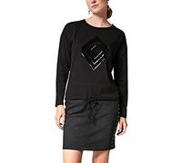 comma Casual Identity Damen Langarmshirt mit Pailletten Black Sequins 42