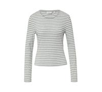 Langarmshirt, Damen, Gr. 38, grau, weiß stripe, Single Jersey, Obermaterial: 95% Viskose, 5% Elasthan, COMMA CASUAL IDENTITY, casual, figurbetont, Rundhals, Shirts, gestreift, figurbetont, casual, Run