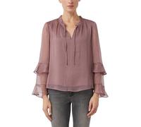 comma Bluse mit Rüschen und Schlüselloch-Ausschnitt in Mauve, Größe 38