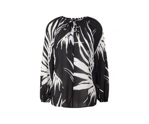 comma CI - Viskosebluse mit Allover-Print schwarz - Gr. - 34