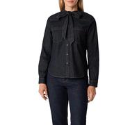 Comma Jeansbluse Damen – Weiches Denimhemd mit Schluppe, Denim Blau, Größe 38