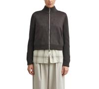 Strickjacke mit Velours-Front braun 36
