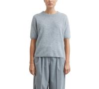Comma Strickpullover Damen Gr. 44 Silber-Grau 100% Wolle meliert Rundhals Halbarm hüftbedeckend