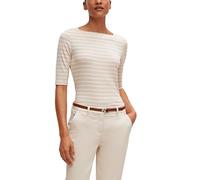 Comma T-Shirt Damen 81G4 Jersey gestreift 100% Baumwolle eckiger Ausschnitt Beige 42