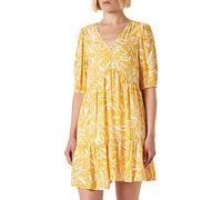 Comma Damen 60.2.62.20.200.2135057 Kleid, 14B4 gelb|weiß, 34