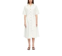 Comma Damen Hemdblusenkleid aus Denim - Relaxed Fit, V-Ausschnitt, Midi-Länge, mit Textilgürtel