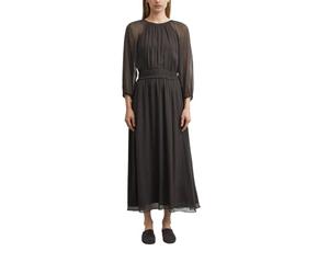 COMMA Damen Maxikleid - Chiffon, Langarm, semi-transparent