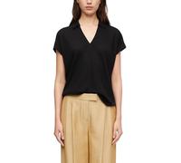 COMMA Damen Polo-Shirt aus Leinenmix - Regular Fit, V-Ausschnitt, überschnittene Schultern