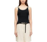 Comma Damen Strickpullunder Slim Fit Feinstrick Ajourmuster Rundhalsausschnitt Schwarz Gr. 38