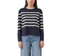 comma Strickpullover mit gerippten Abschlüssen in Marine, Größe 34
