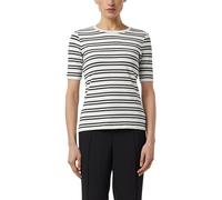 T-Shirt COMMA, Damen, Gr. 42, ecru schwarz, Single Jersey, Obermaterial: 90% Viskose, 5% Elasthan, 5% metallisierte Fasern, gestreift, tailliert hüftbedeckend, Rundhals, Shirts T-Shirt, im Streifen-De